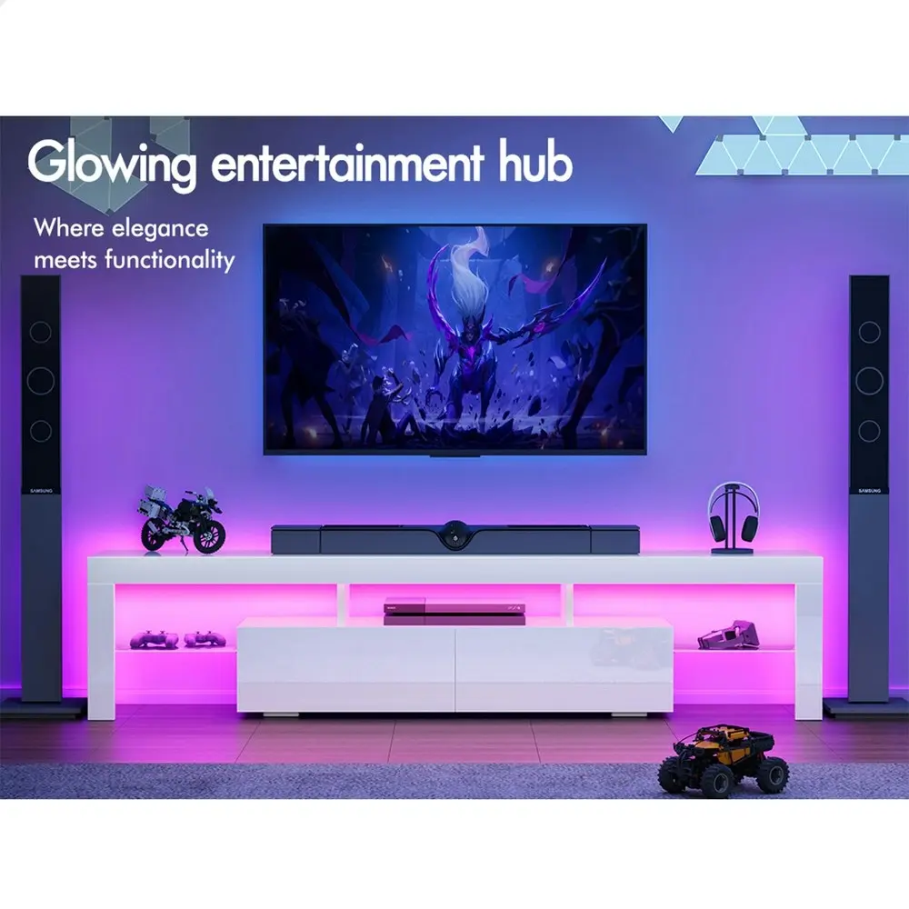 Alfordson Entertainment Unit 180cm LED White