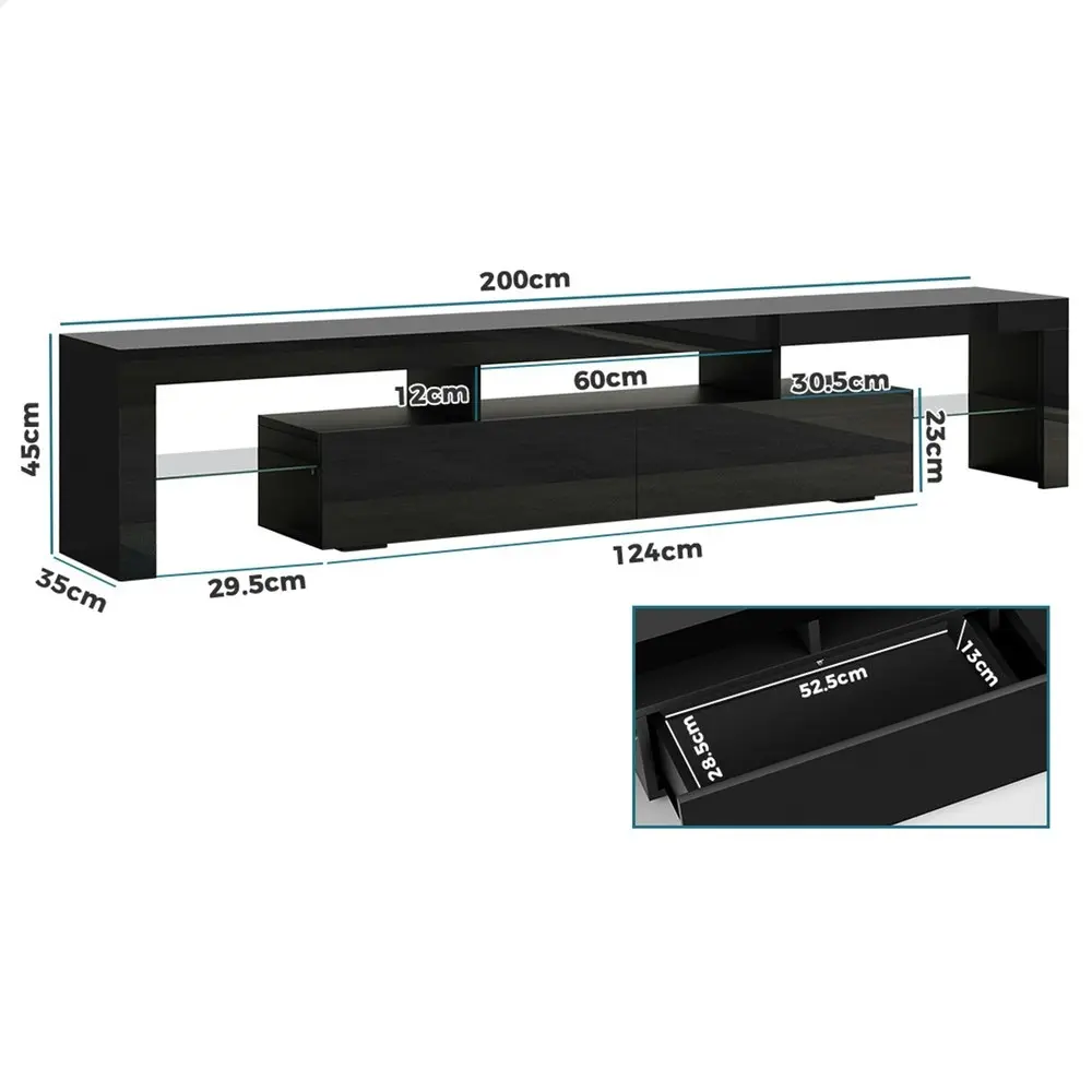 Alfordson Entertainment Unit 200cm LED Black