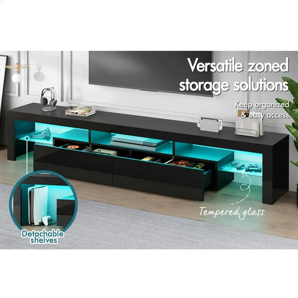 Alfordson Entertainment Unit 200cm LED Black