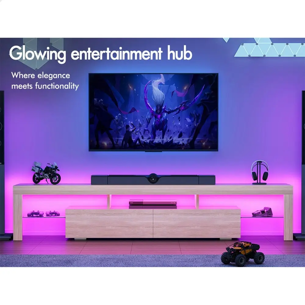 Alfordson Entertainment Unit 200cm LED Oak