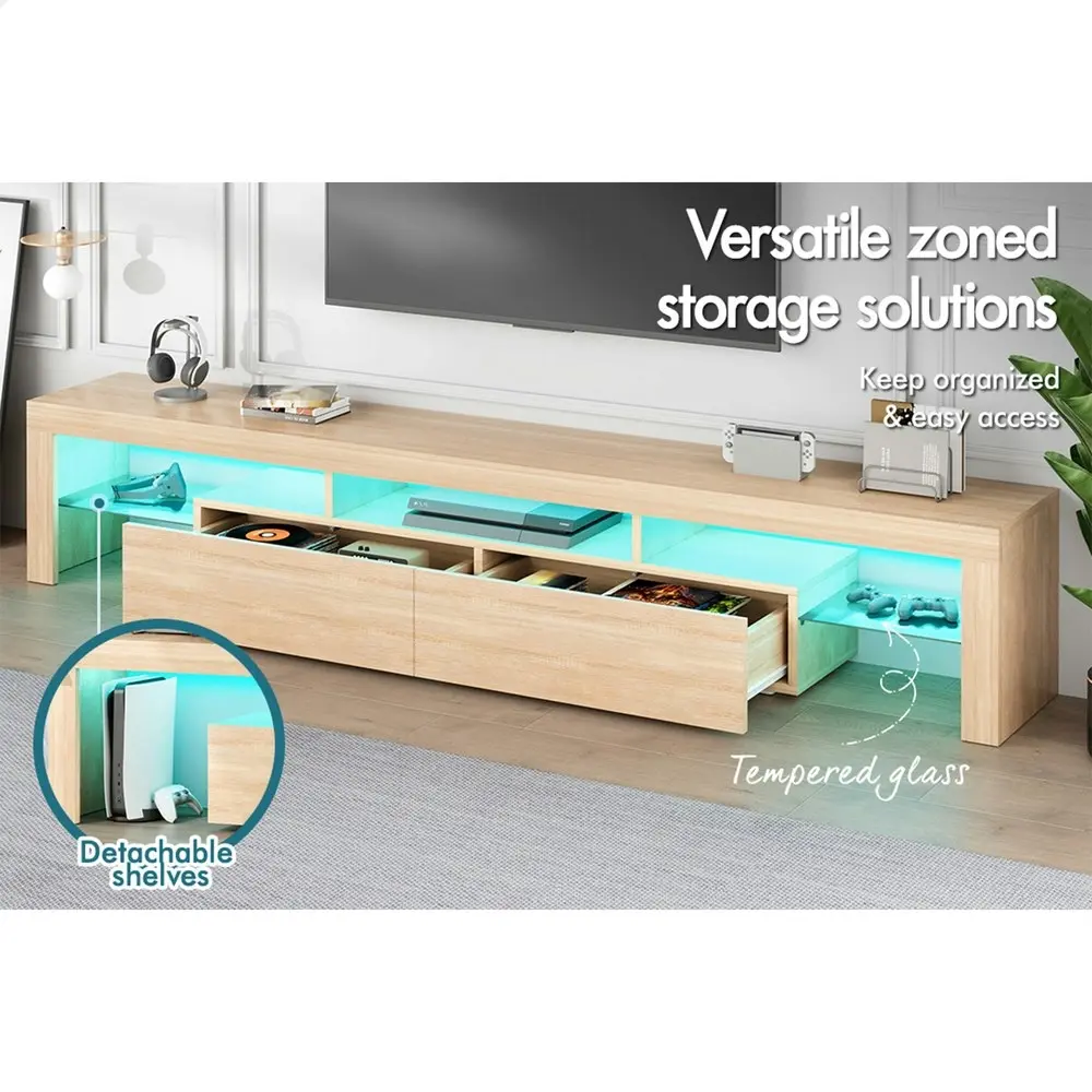 Alfordson Entertainment Unit 200cm LED Oak