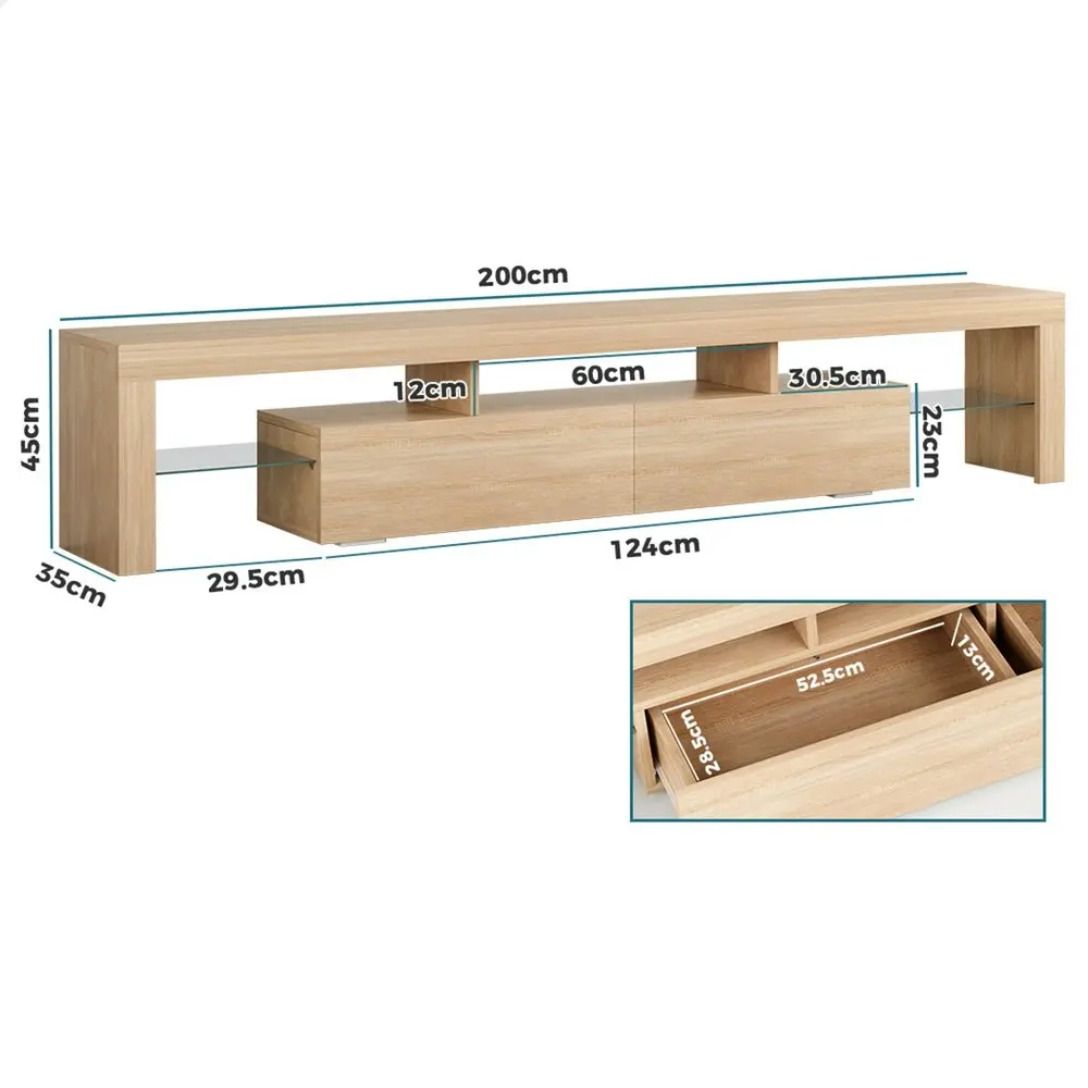 Alfordson Entertainment Unit 200cm LED Oak