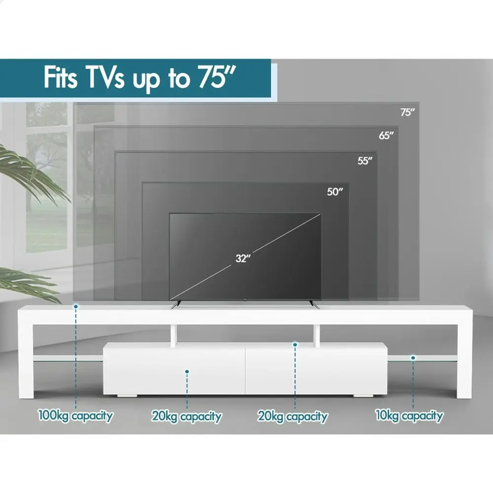 Alfordson Entertainment Unit 200cm LED White