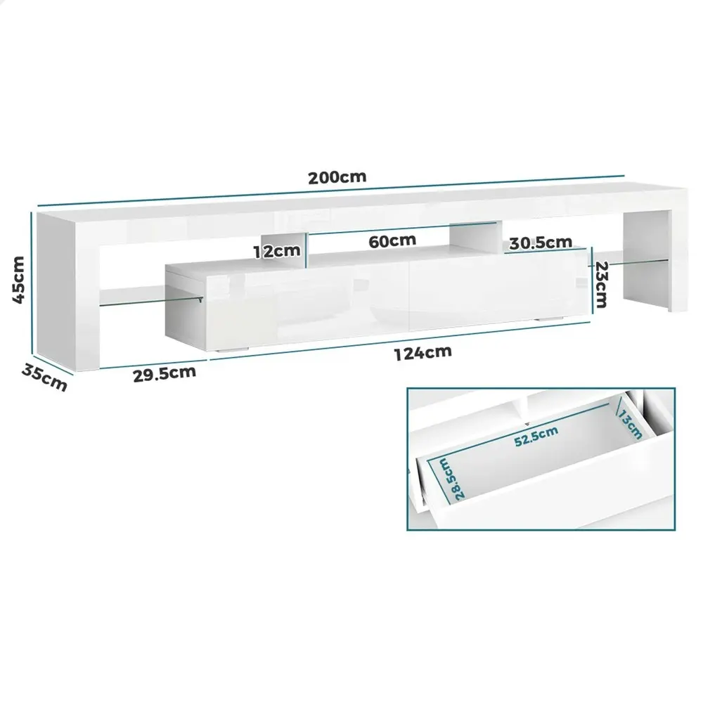 Alfordson Entertainment Unit 200cm LED White