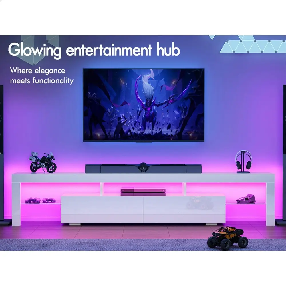 Alfordson Entertainment Unit 200cm LED White