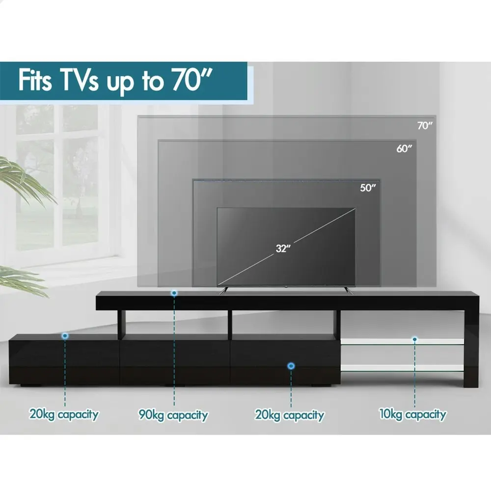 Alfordson Entertainment Unit 220cm LED Black