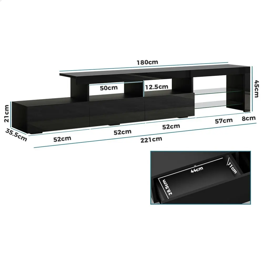 Alfordson Entertainment Unit 220cm LED Black