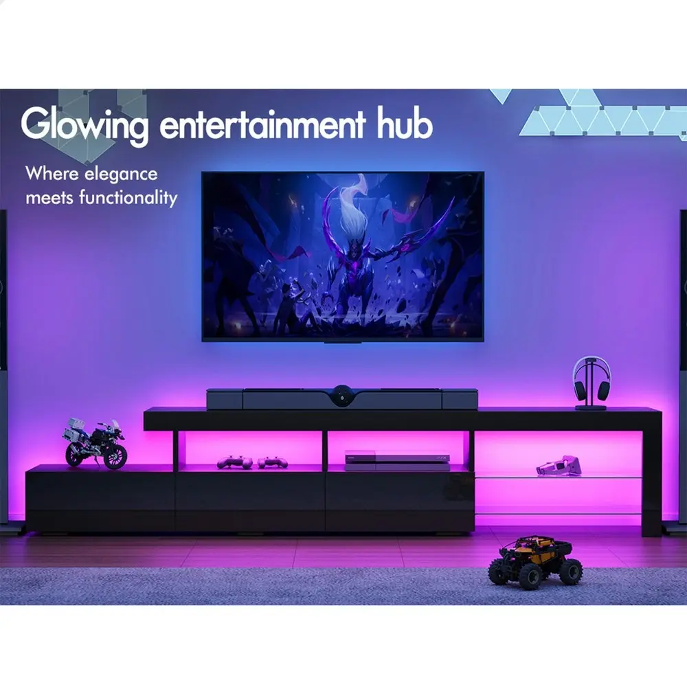 Alfordson Entertainment Unit 220cm LED Black