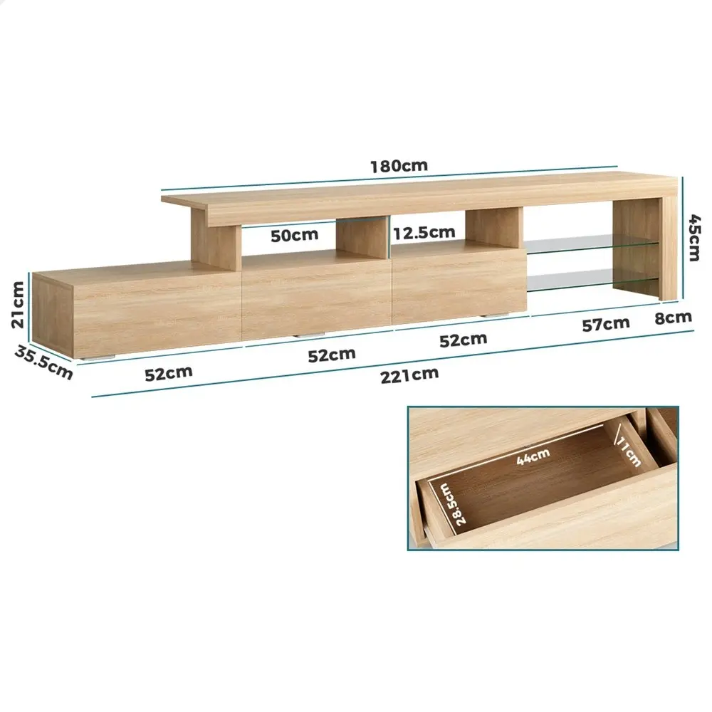 Alfordson Entertainment Unit 220cm LED Oak