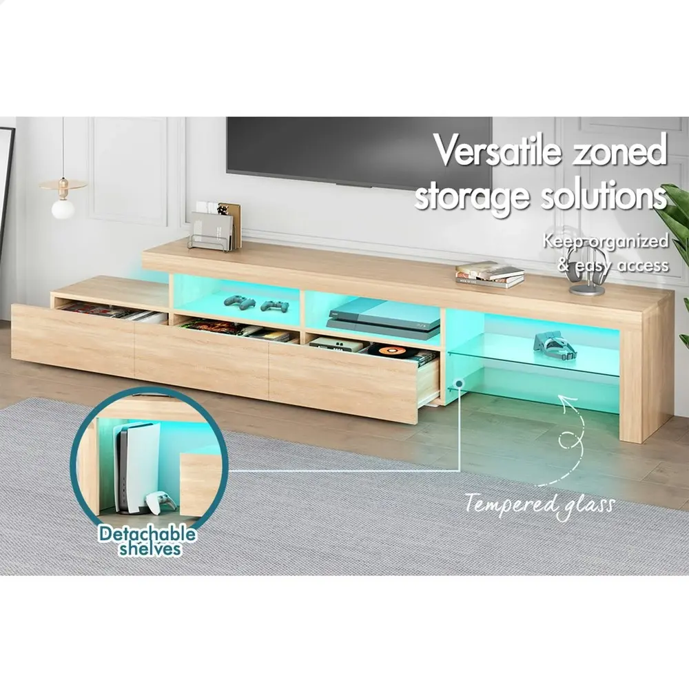 Alfordson Entertainment Unit 220cm LED Oak