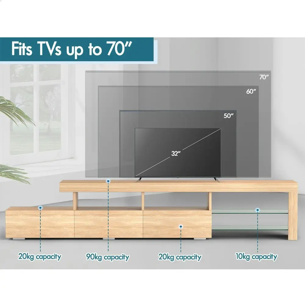 Alfordson Entertainment Unit 220cm LED Oak