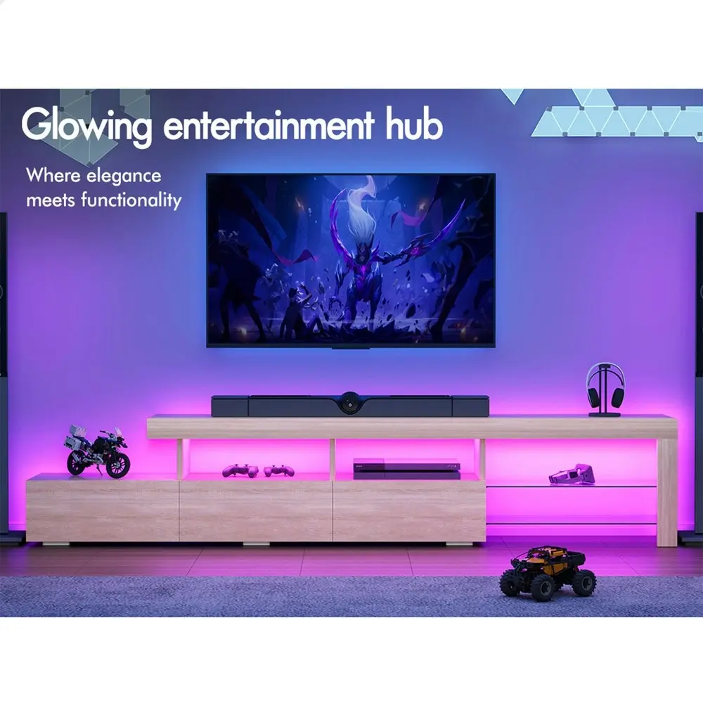 Alfordson Entertainment Unit 220cm LED Oak