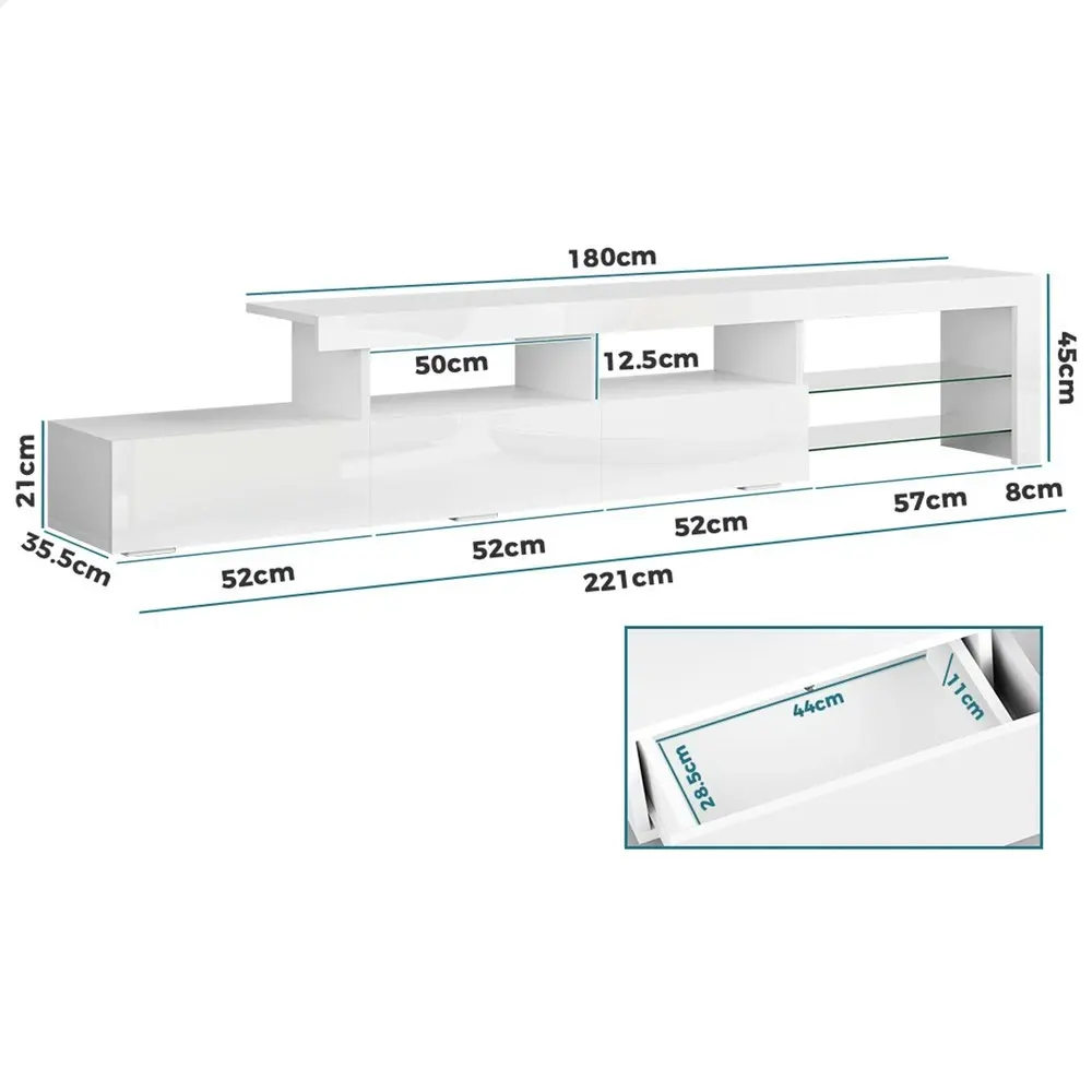 Alfordson Entertainment Unit 220cm LED White