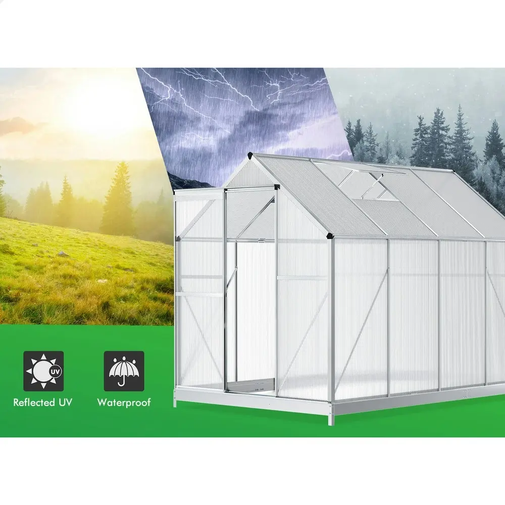 Alfordson Greenhouse Aluminium Polycarbonate Garden Storage Shed 2.5x1.9x1.8M