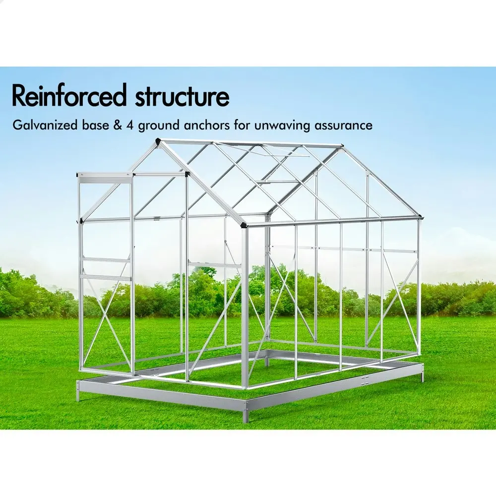 Alfordson Greenhouse Aluminium Polycarbonate Garden Storage Shed 2.5x1.9x1.8M