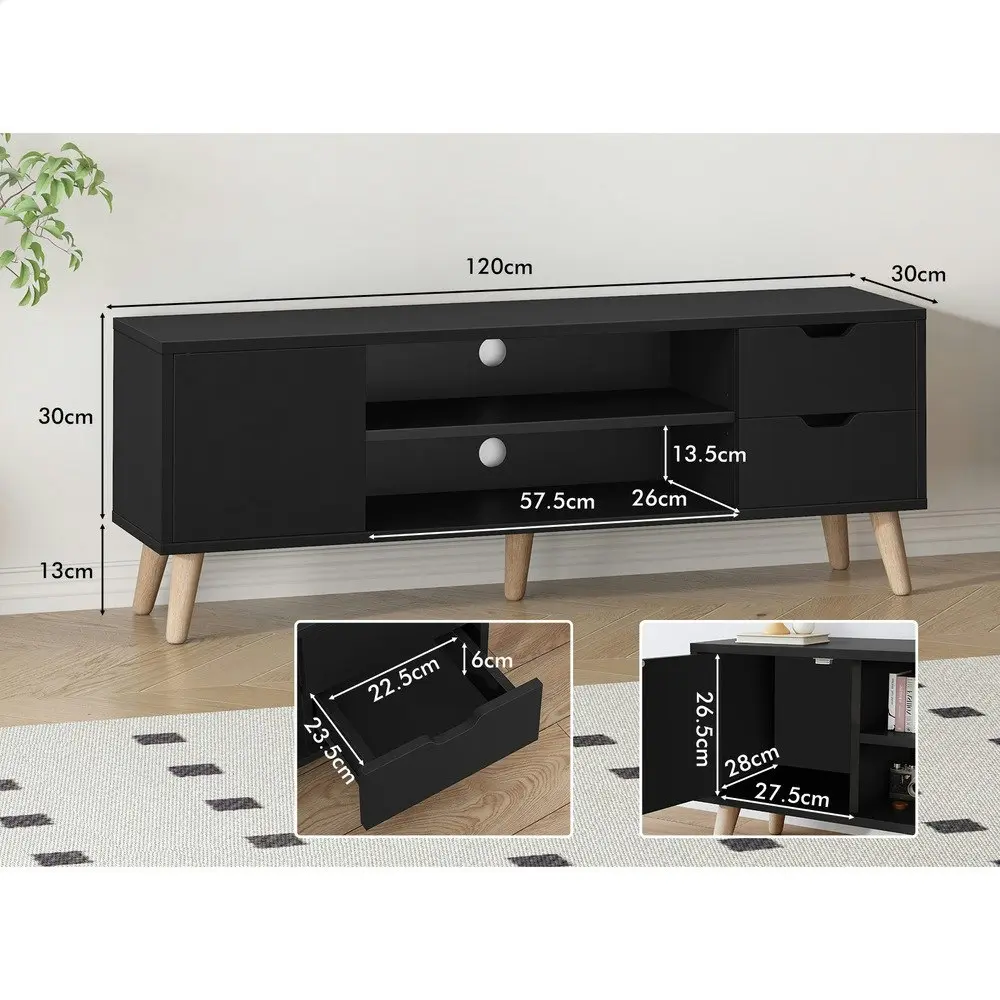 Alfordson Entertainment Unit Cabinet Black 120cm