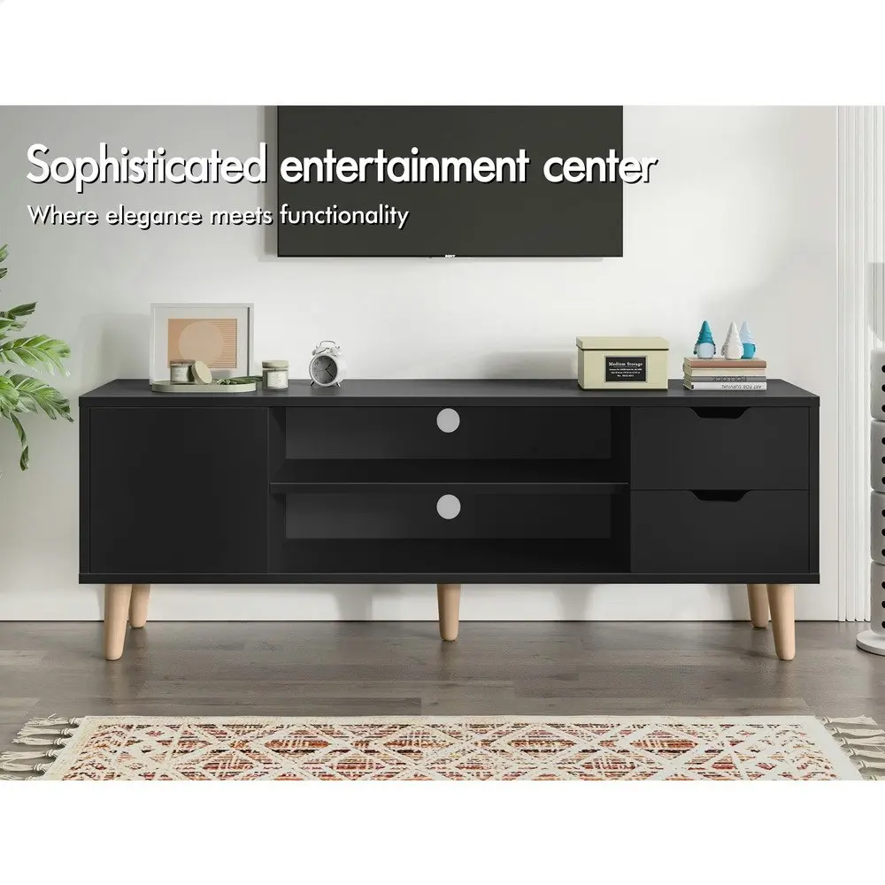 Alfordson Entertainment Unit Cabinet Black 120cm