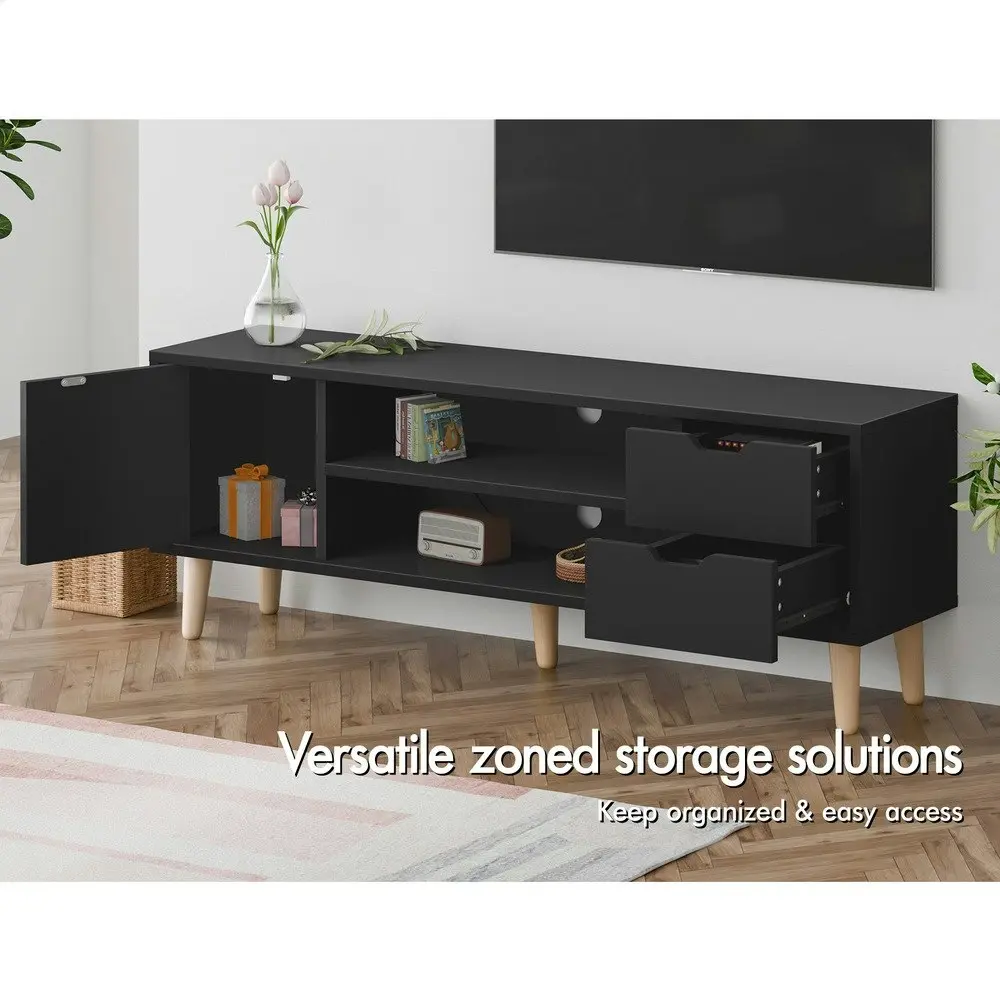 Alfordson Entertainment Unit Cabinet Black 120cm