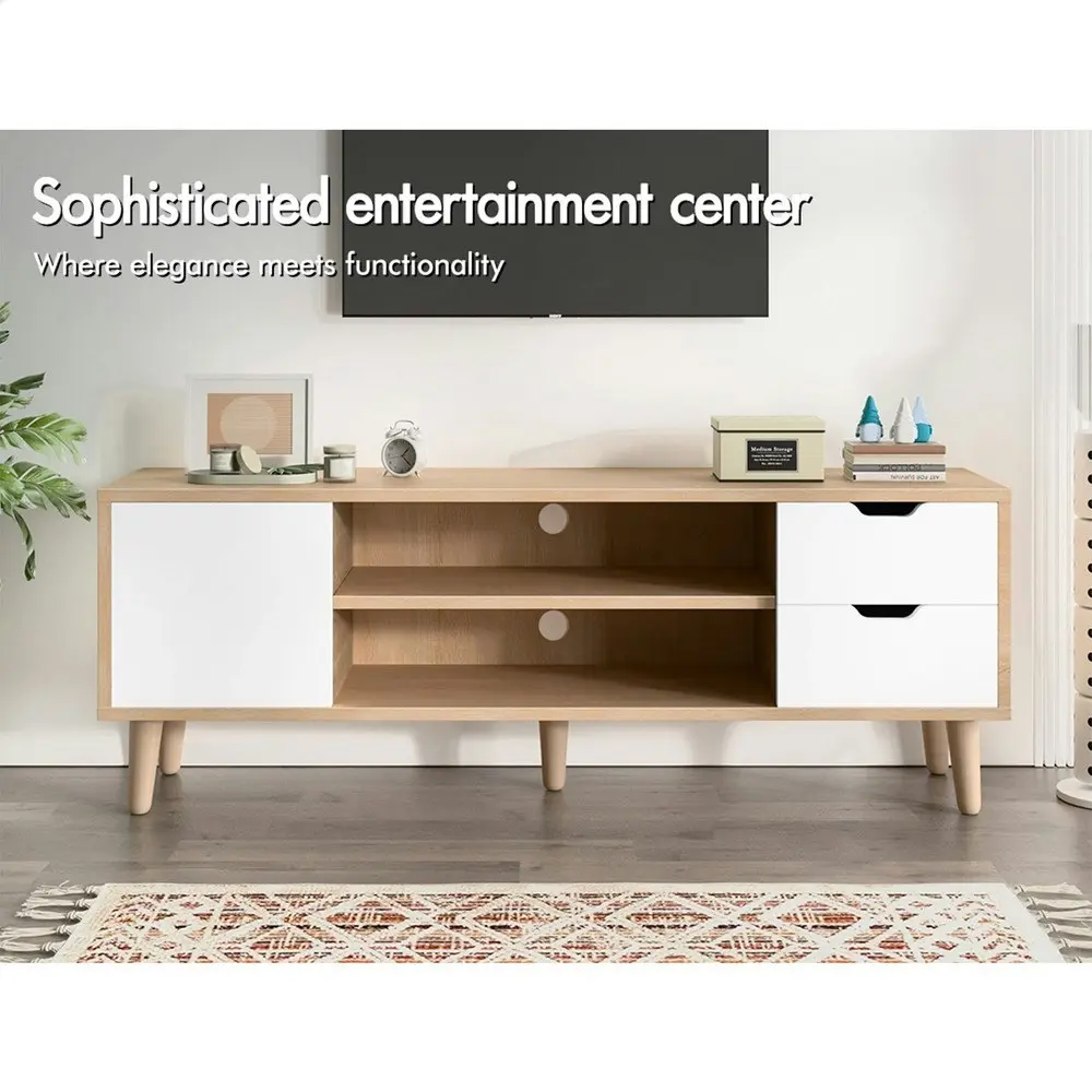 Alfordson Entertainment Unit Cabinet Oak 120cm