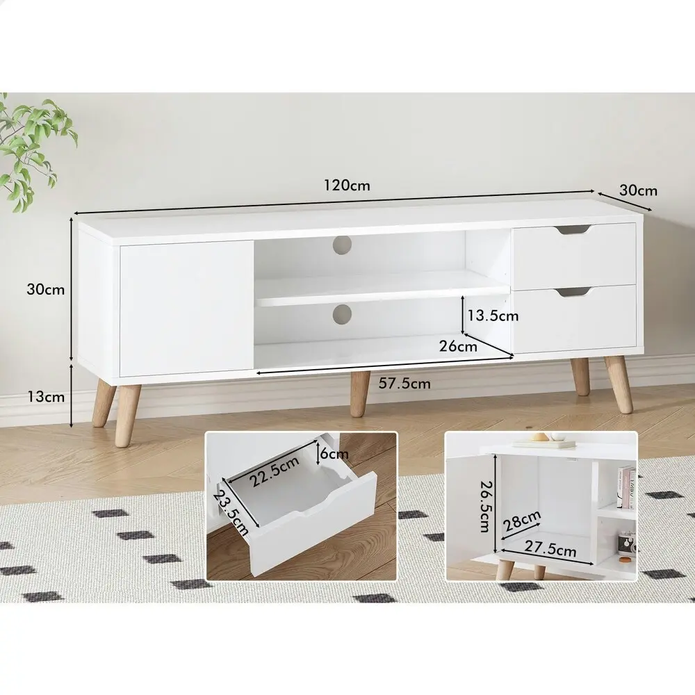 Alfordson Entertainment Unit Cabinet White 120cm