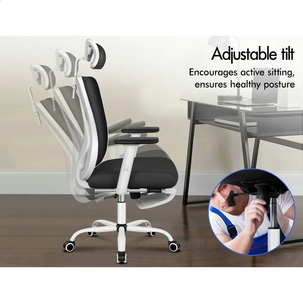 Alfordson Ergonomic Executive Mesh Office Chair Black White