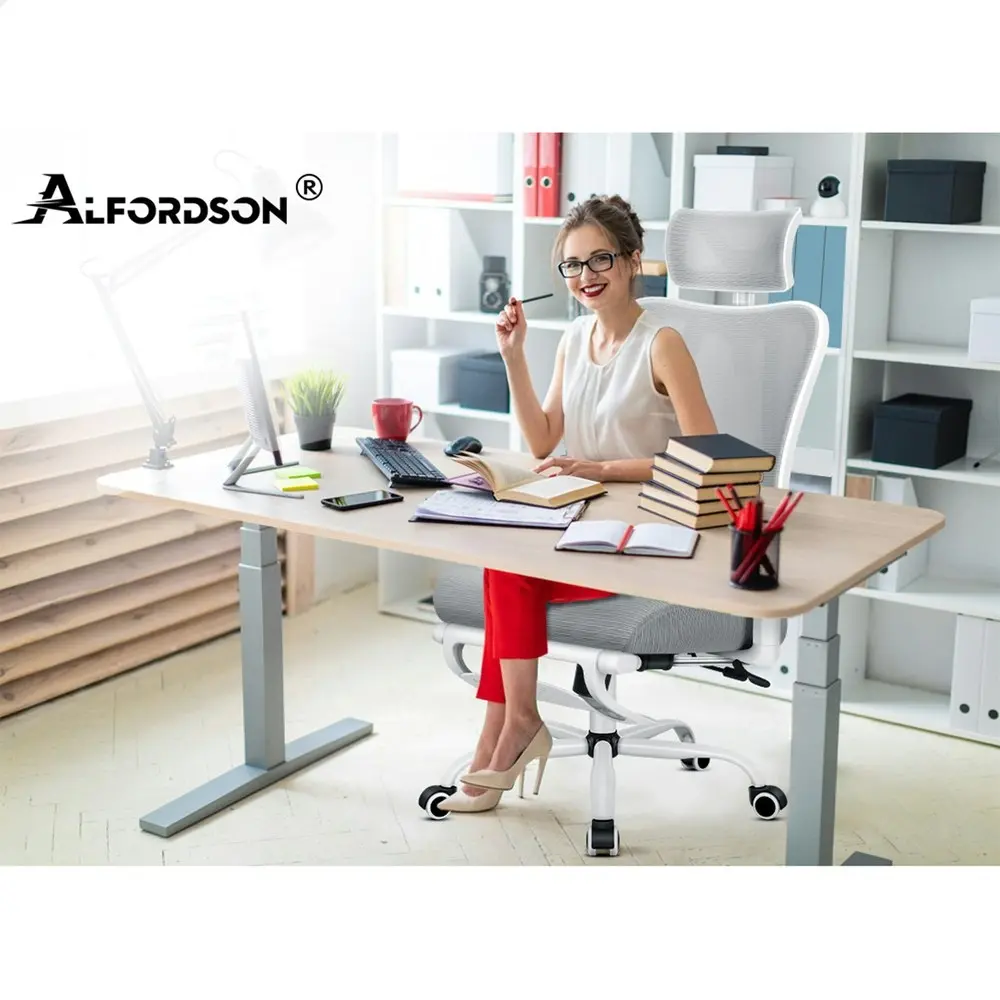 Alfordson Ergonomic Executive Mesh Office Chair Grey White