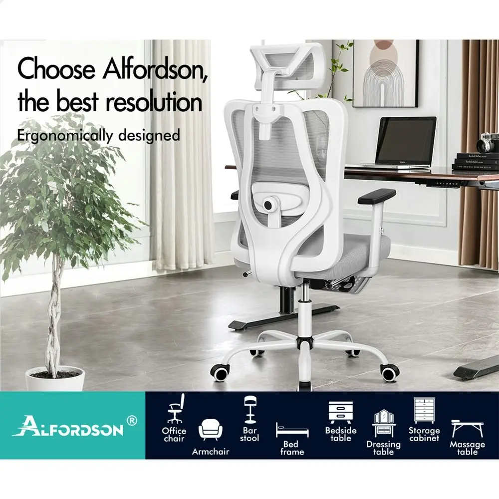 Alfordson Ergonomic Executive Mesh Office Chair Grey White