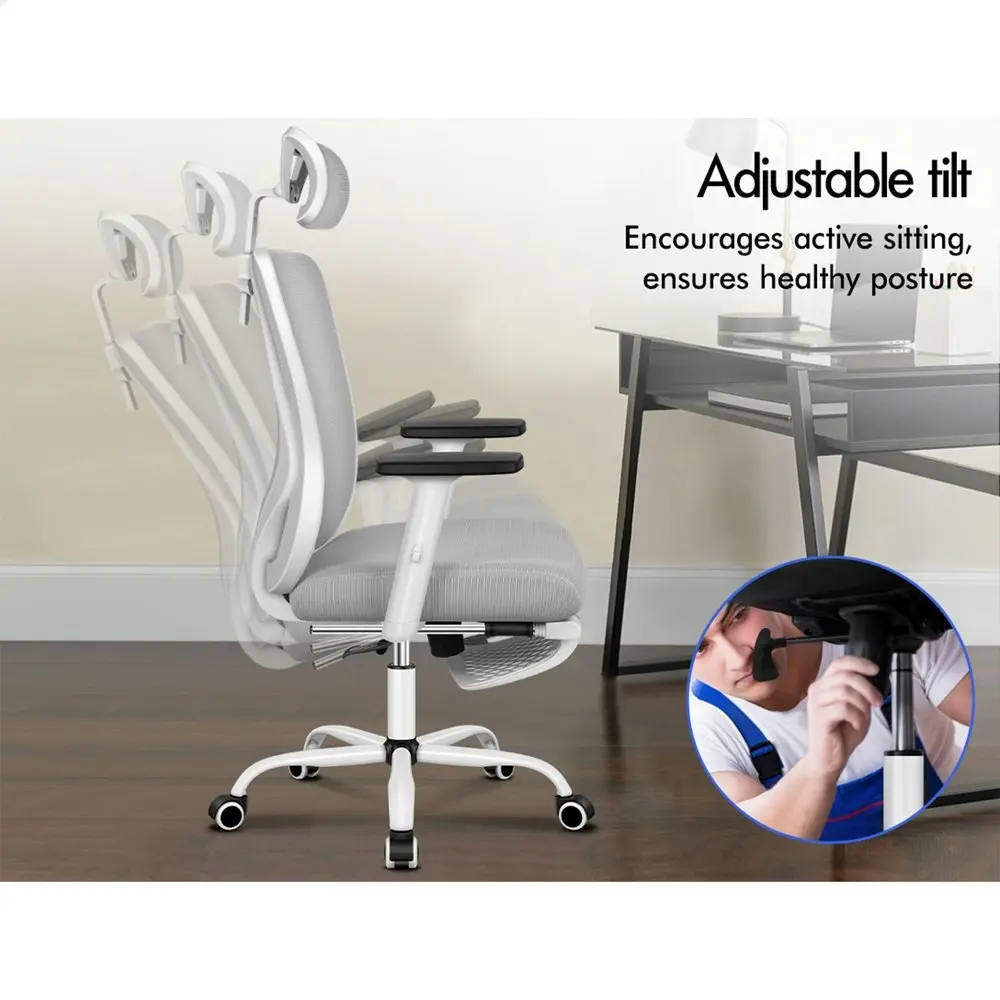 Alfordson Ergonomic Executive Mesh Office Chair Grey White