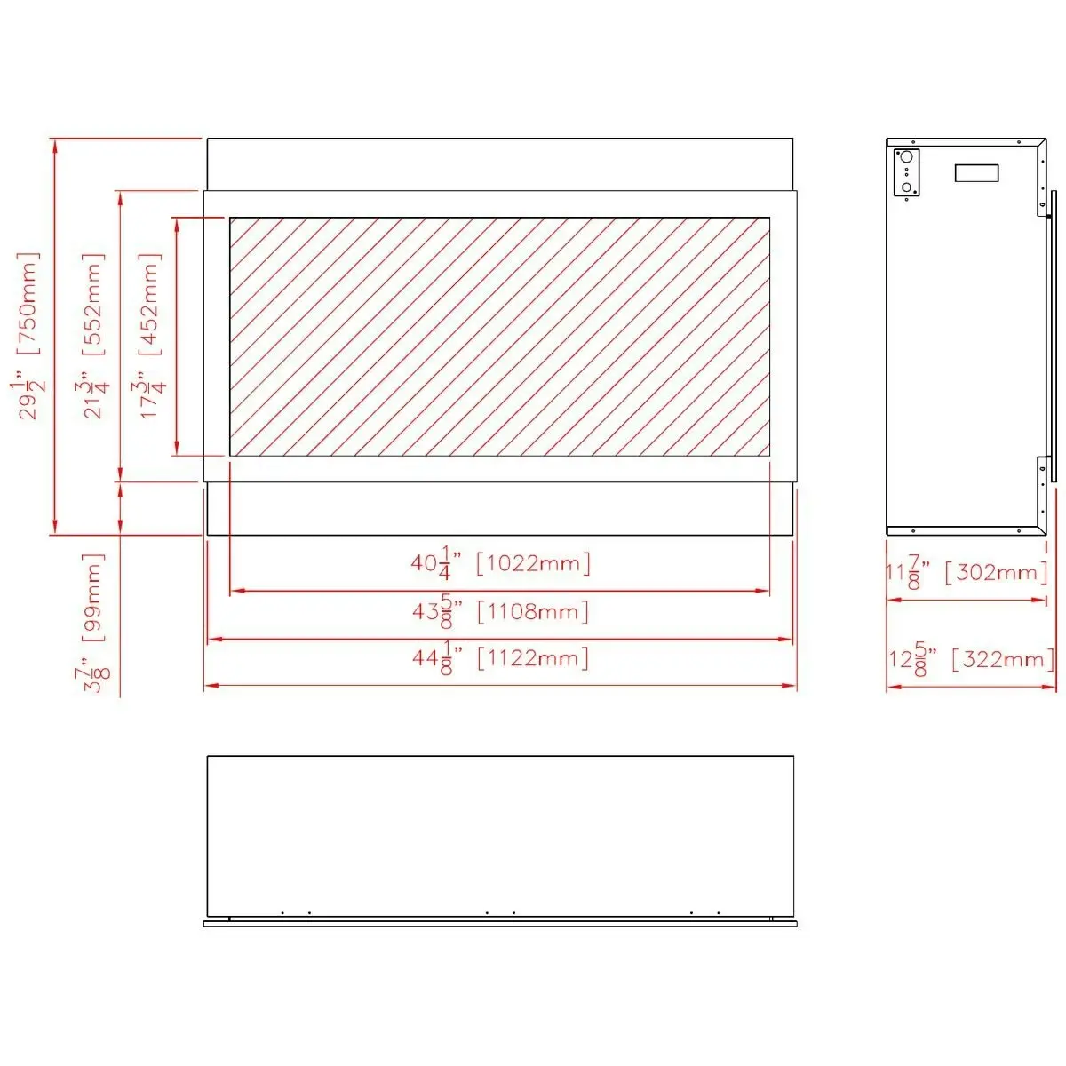 Remii 45 Inch Extra Tall Indoor Built-in Electric Fireplace with Black Steel Surround