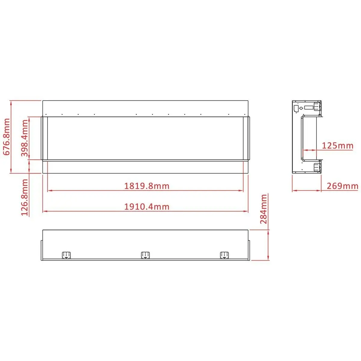 Remii 72 Inch Indoor 3 Sided Electric Fireplace