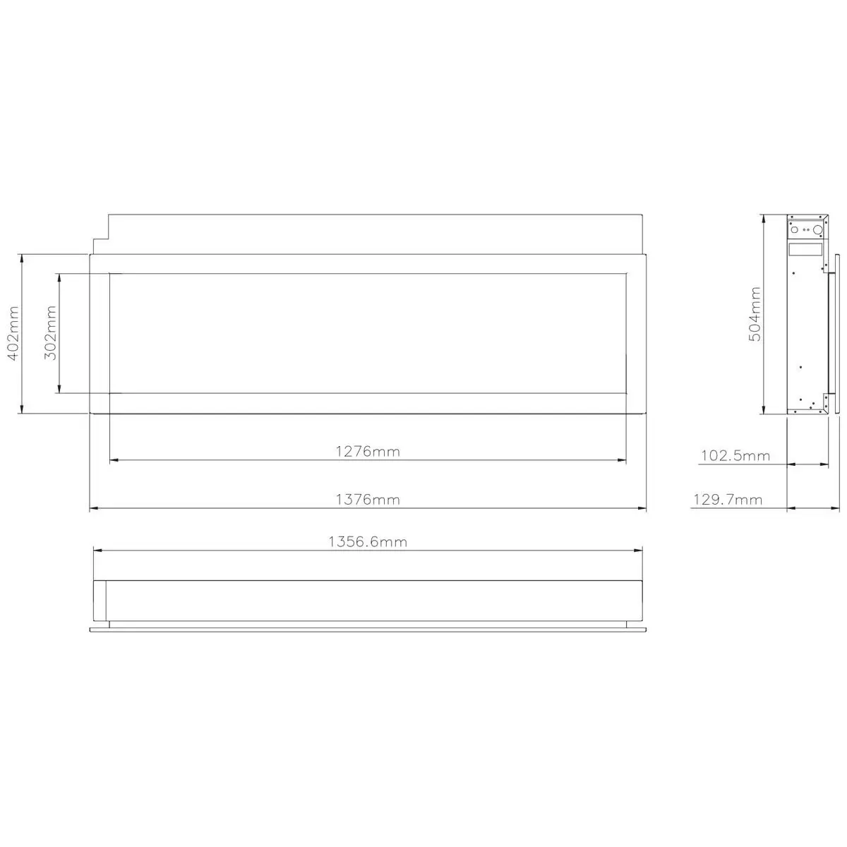 Remii 55 Inch Extra Slim Indoor Built In Electric Fireplace with Black Steel Surround