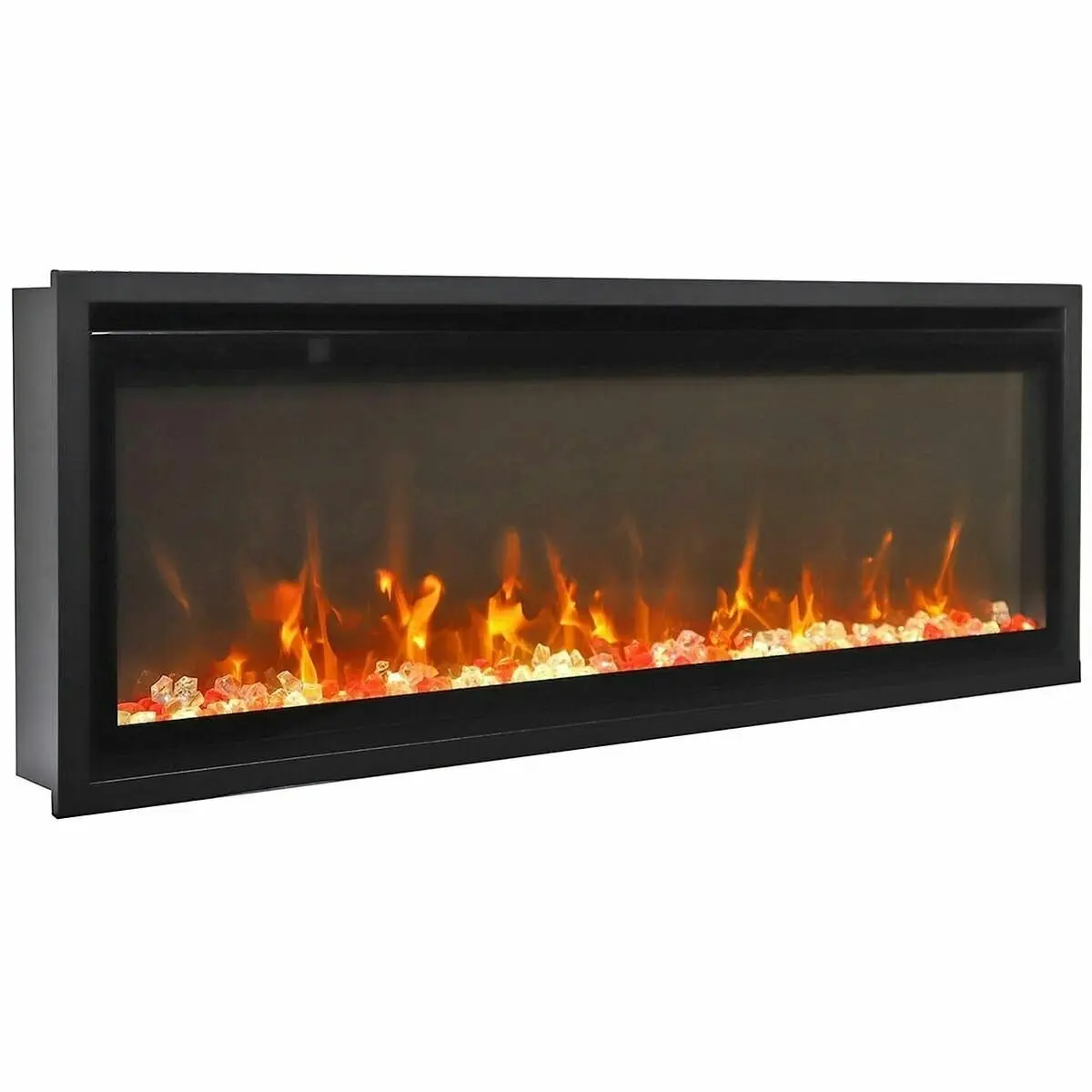 Remii 55 Inch Extra Slim Indoor Built In Electric Fireplace with Black Steel Surround