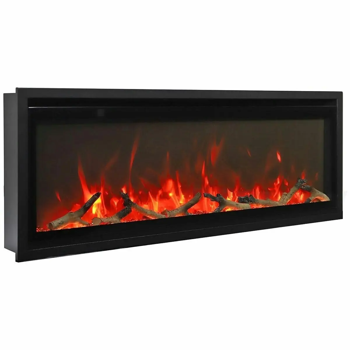 Remii 55 Inch Extra Slim Indoor Built In Electric Fireplace with Black Steel Surround