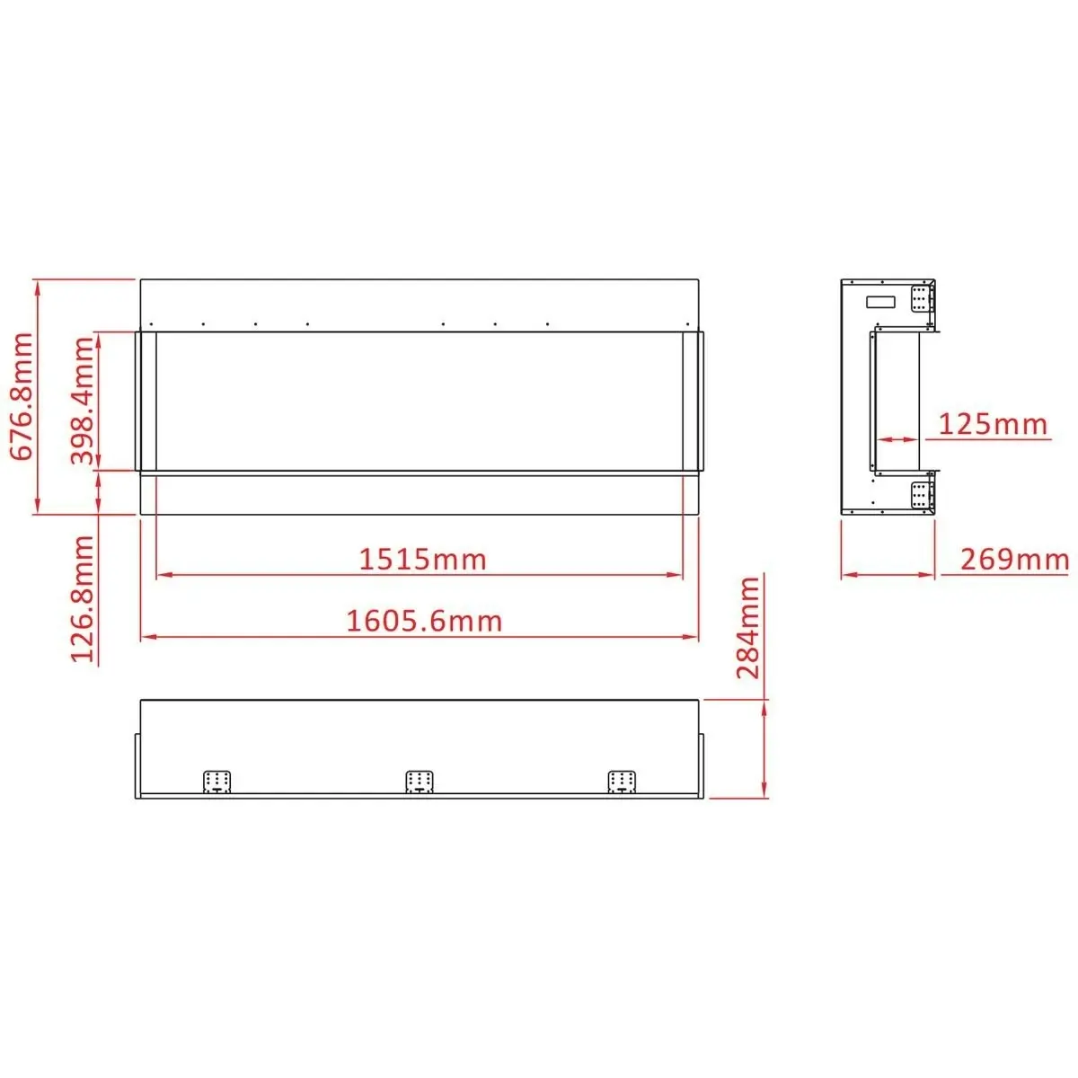 Remii 60 Inch Indoor 3 Sided Electric Fireplace