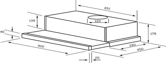 Euromaid 90cm Slideout Stainless Steel Rangehood