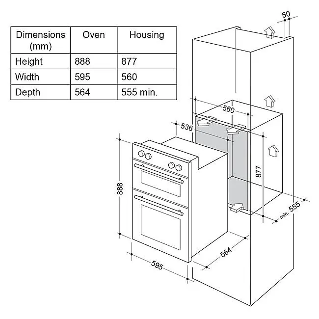 De'Longhi 60cm Electric Built-In Double Oven