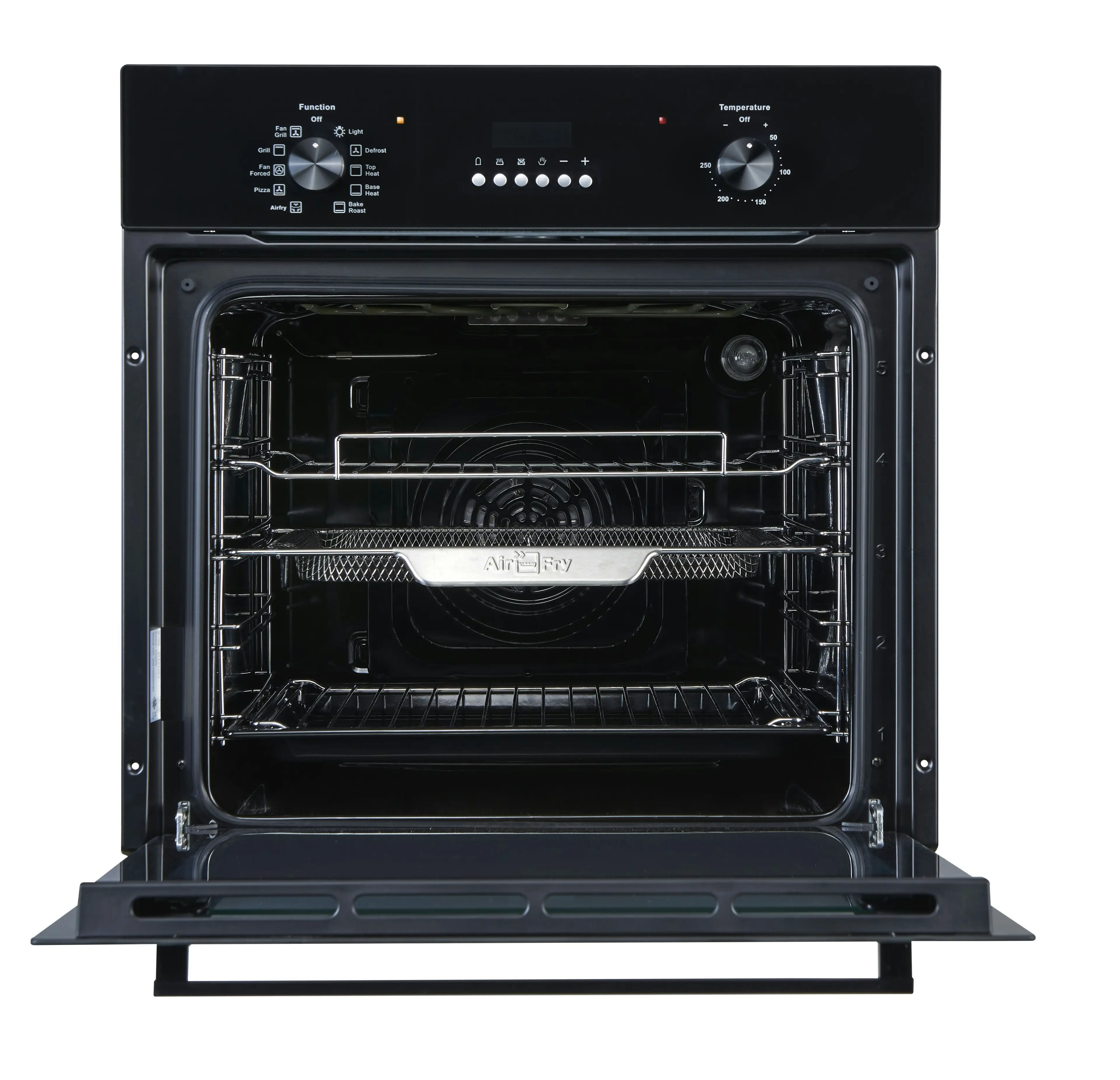 Brohn 60cm Built-in Electric Oven Black Glass 10 Functions with Inbuilt AirFry mode