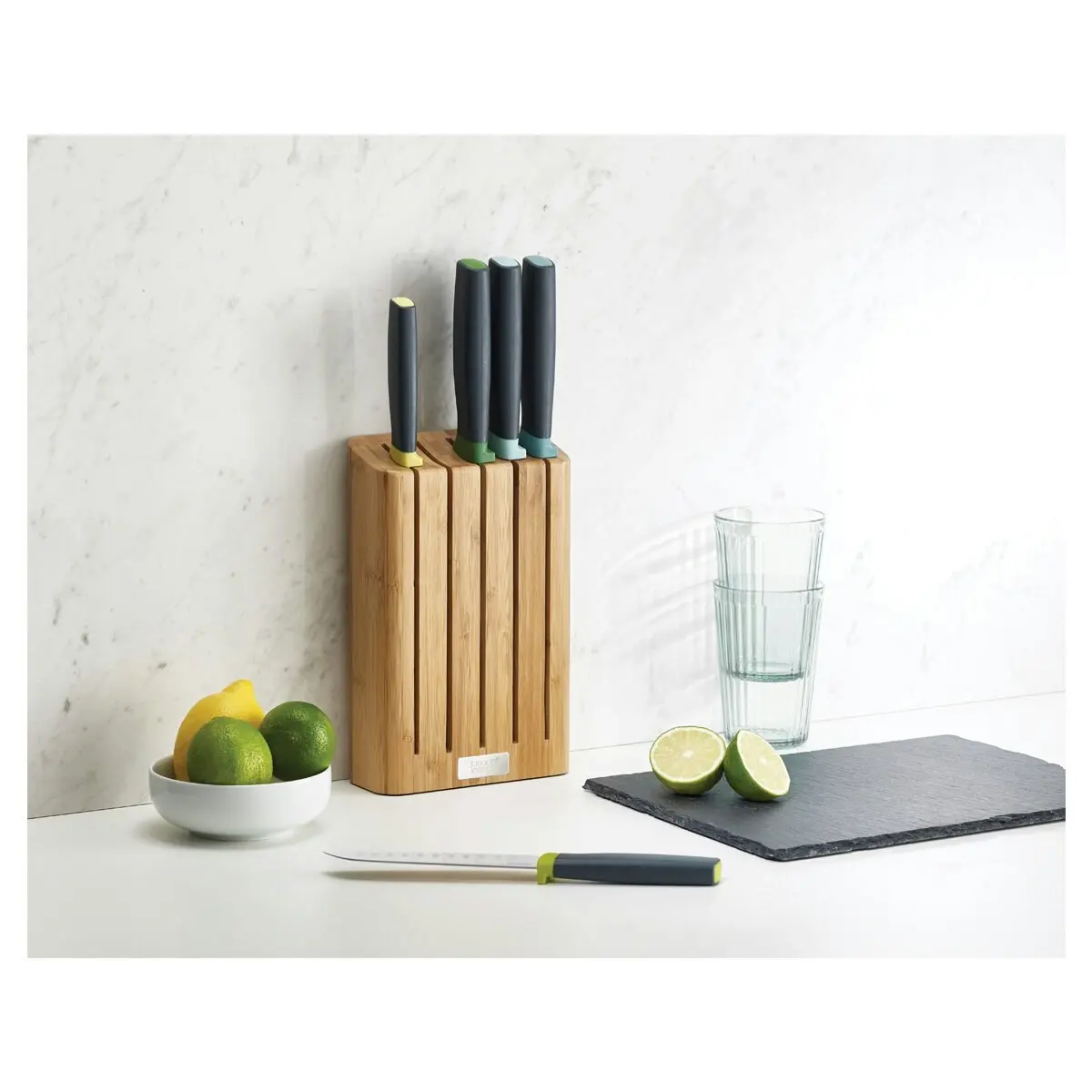 Joseph Joseph 5-Piece Elevate Knife Set With Slimline Bamboo Block