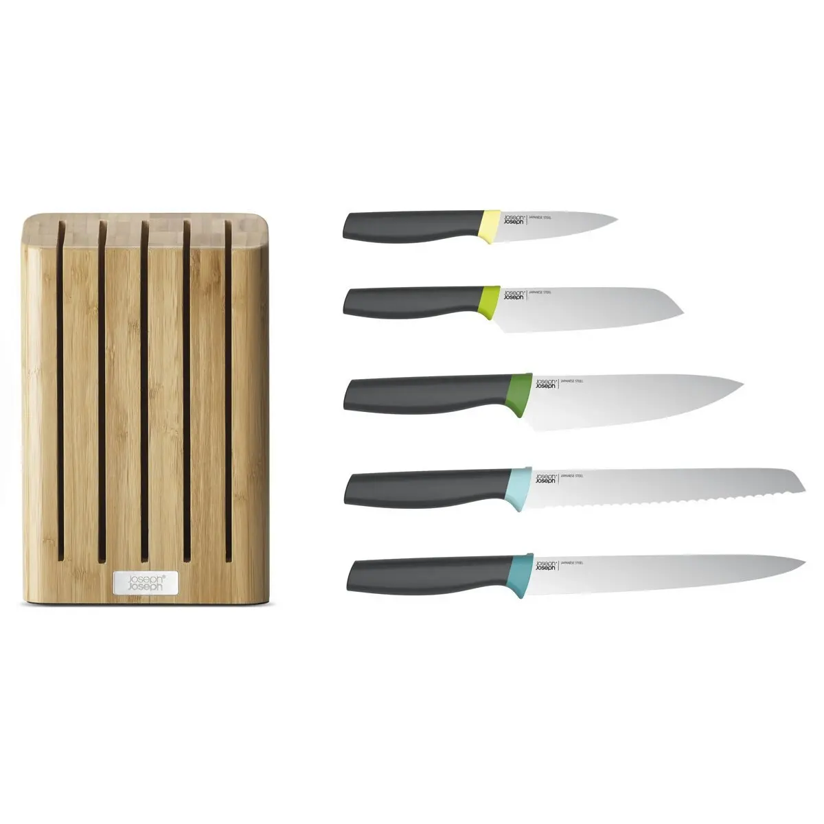 Joseph Joseph 5-Piece Elevate Knife Set With Slimline Bamboo Block