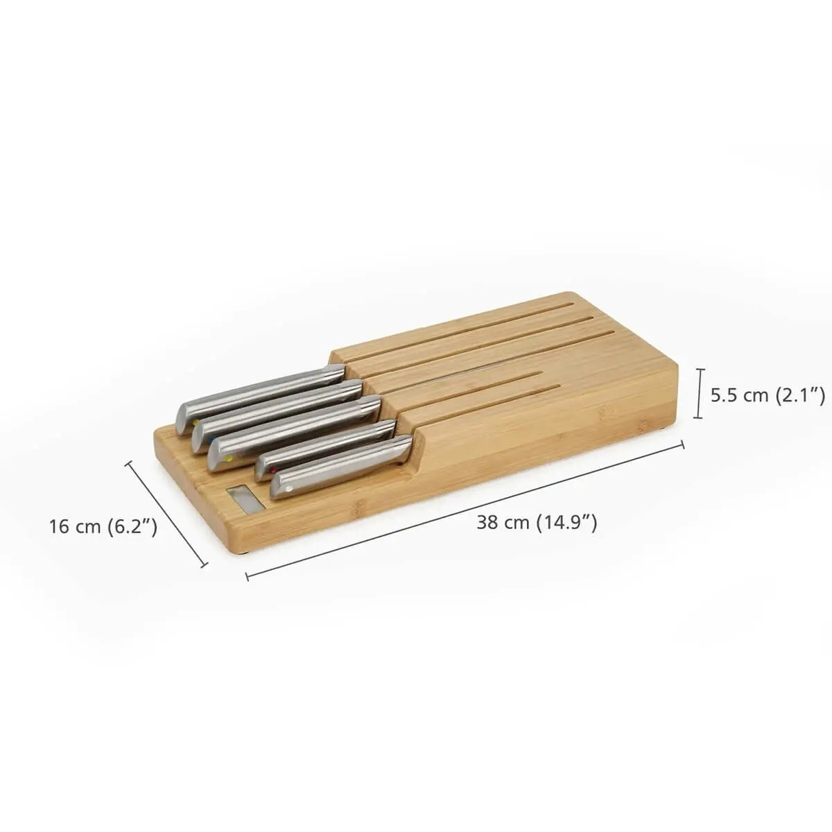 Joseph Joseph Elevate Steel Knives Bamboo Store 5-piece Knife Set with In-drawer Storage Tray