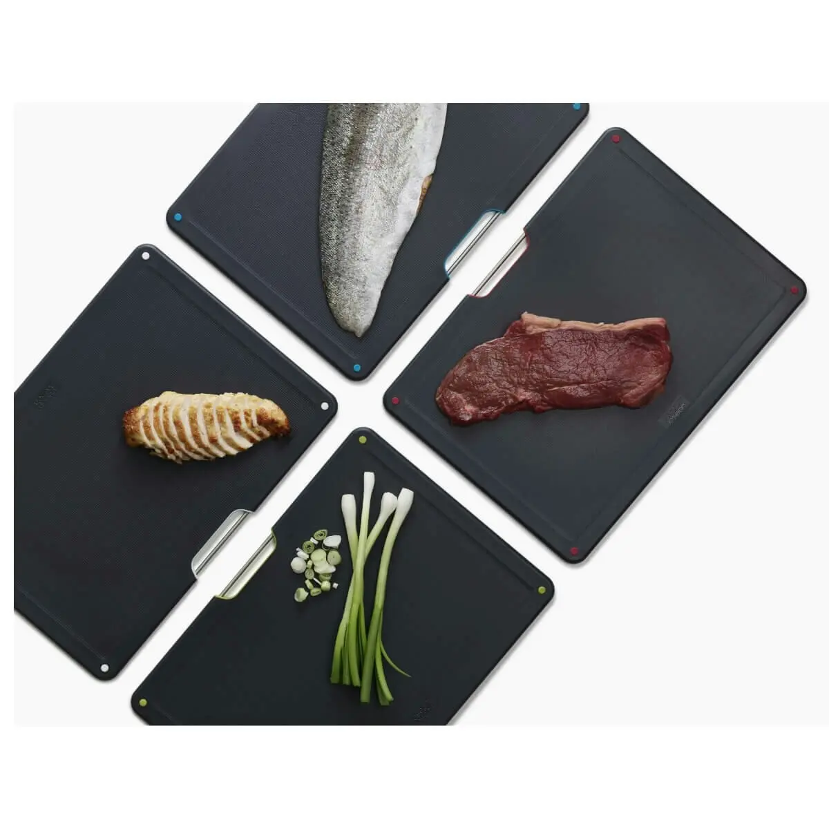 Joseph Joseph Folio Steel 4 Piece Chopping Board Set Carbon Black