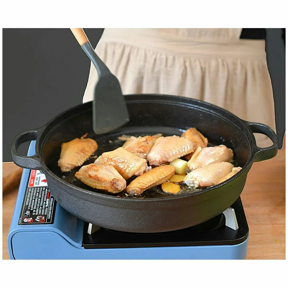 Soga 29cm Deep Frying Pan with Wooden Lid