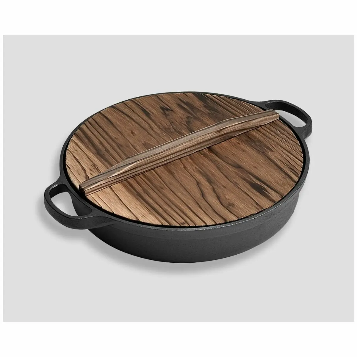 Soga 29cm Deep Frying Pan with Wooden Lid