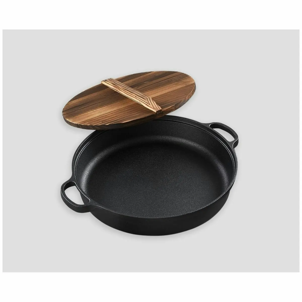 Soga 29cm Deep Frying Pan with Wooden Lid