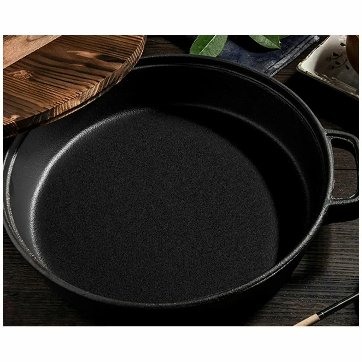 Soga 29cm Deep Frying Pan with Wooden Lid