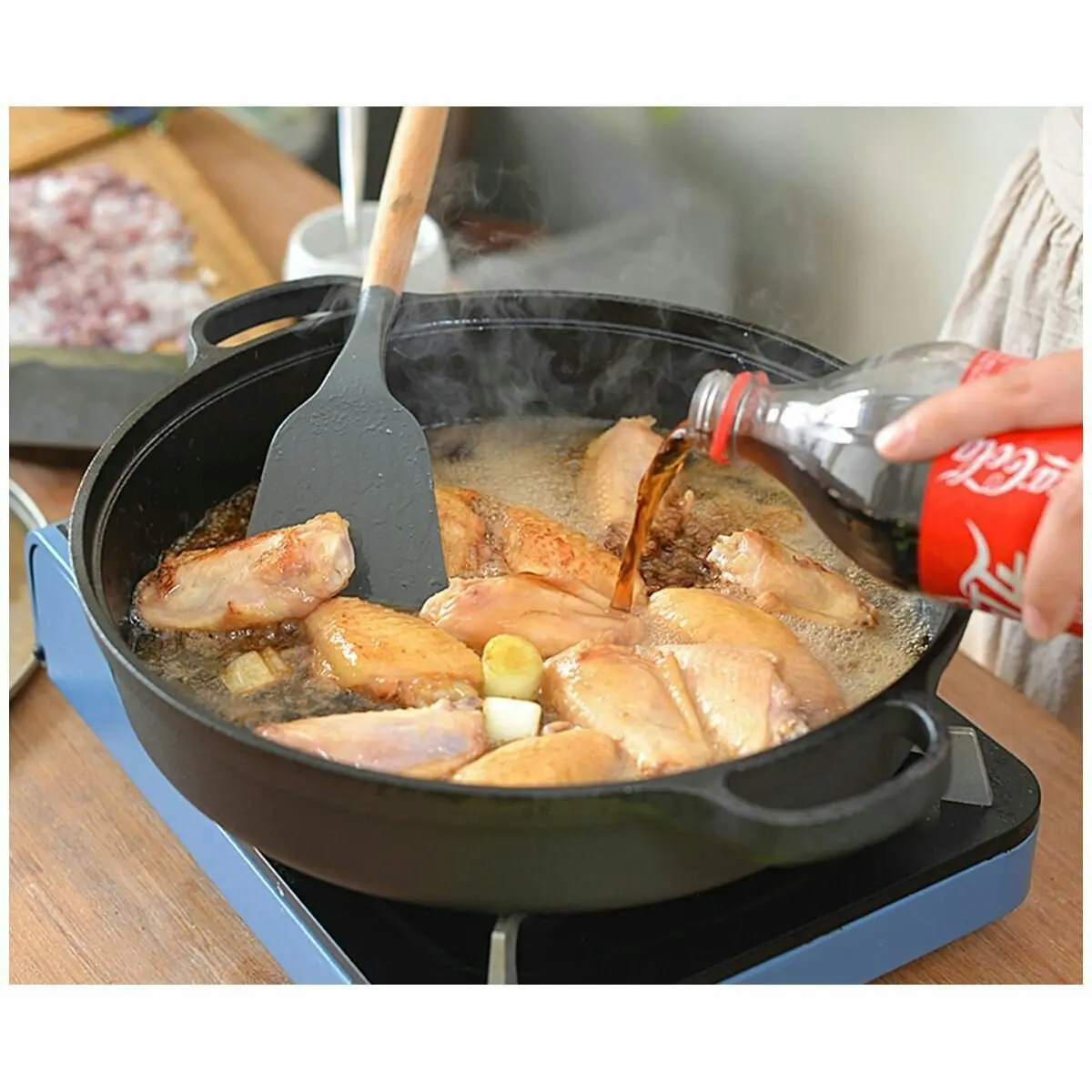 Soga 29cm Deep Frying Pan with Wooden Lid