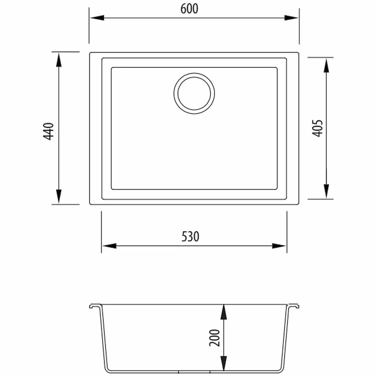 Oliveri Florence Black Single Bowl Undermount Sink