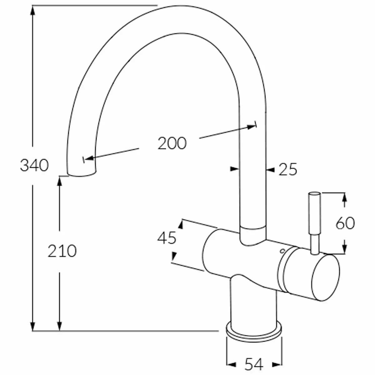 Sussex Taps Voda Sink Mixer Curved Brushed Nickel