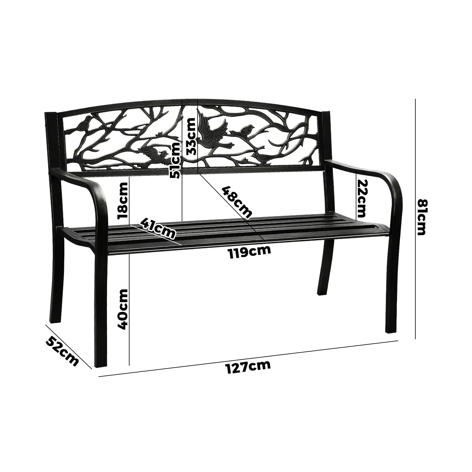 Livsip Garden Bench Seat Outdoor Chair Furniture Backyard Patio Bird Pattern