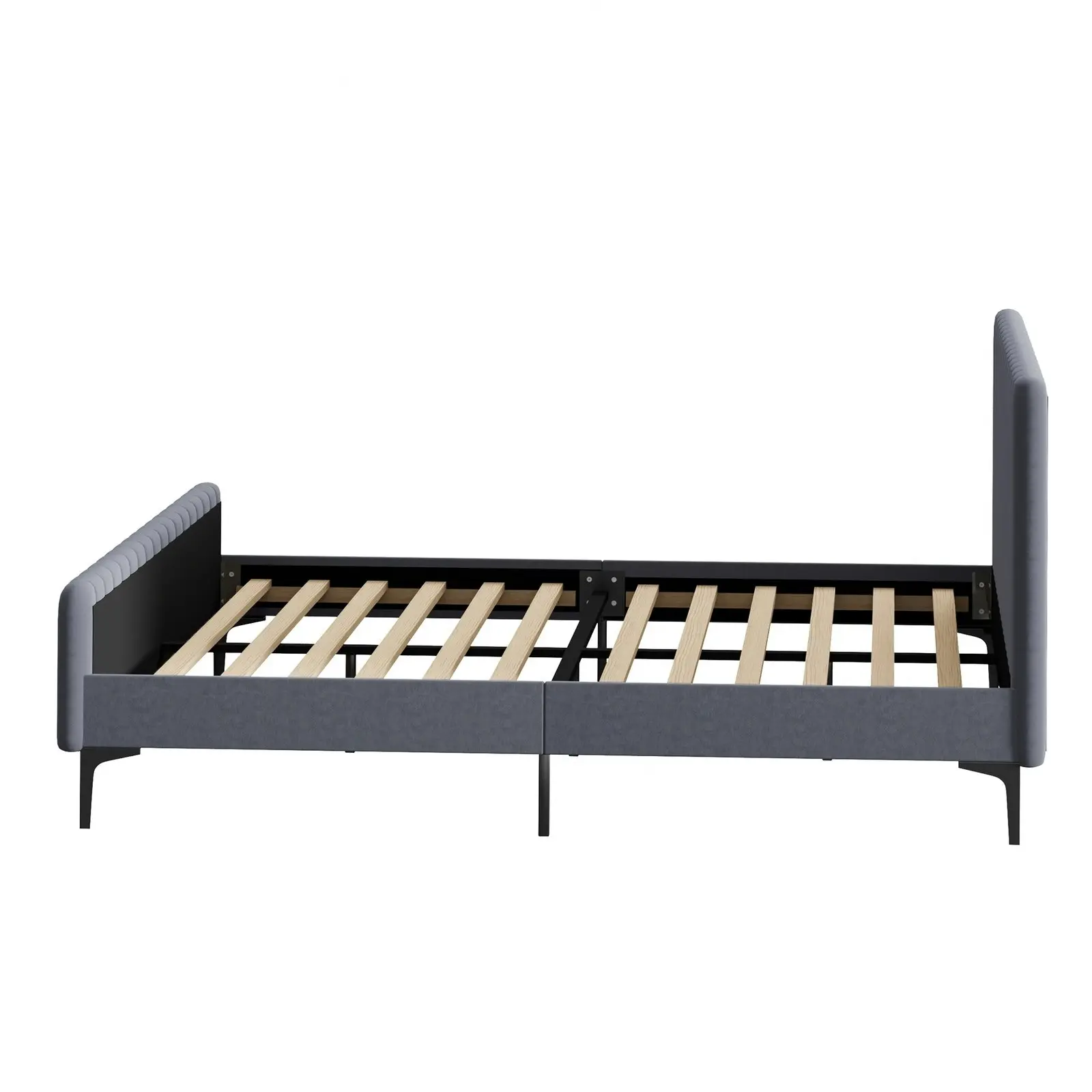 Oikiture Bed Frame King Size Grey Velvet ROYO